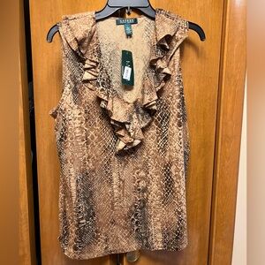 Lauren Ralph Lauren Ruffle V-Neck Sleeveless Top